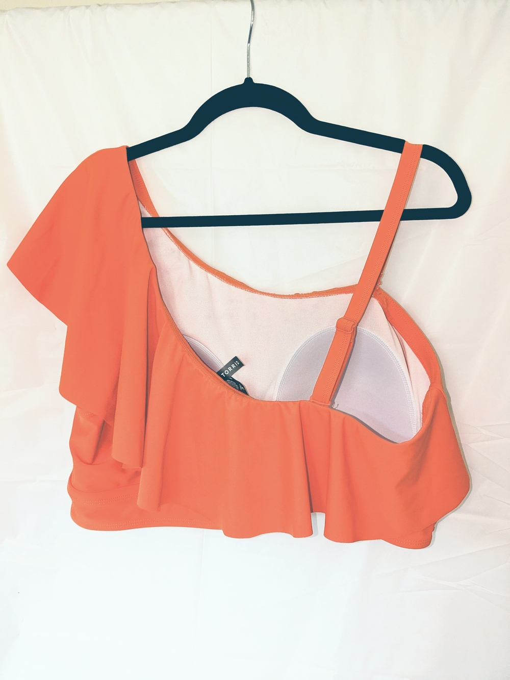 torrid One-Shoulder Ruffle Swim 2 Piece Crop Top in Orange - Picture 4 of 10